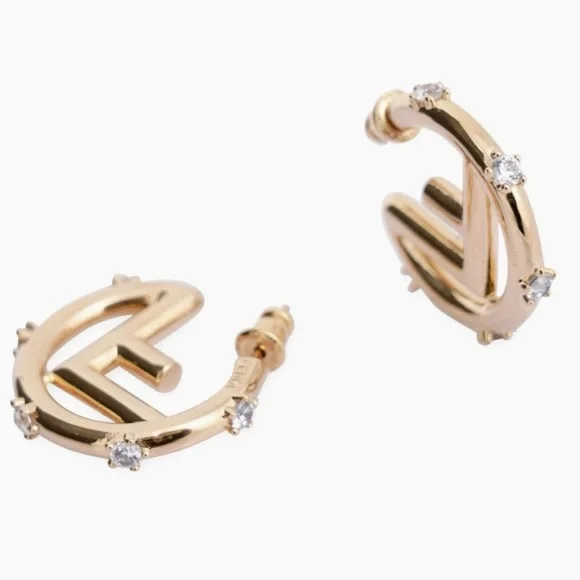 FENDI F is Fendi hoop with crystal earrings